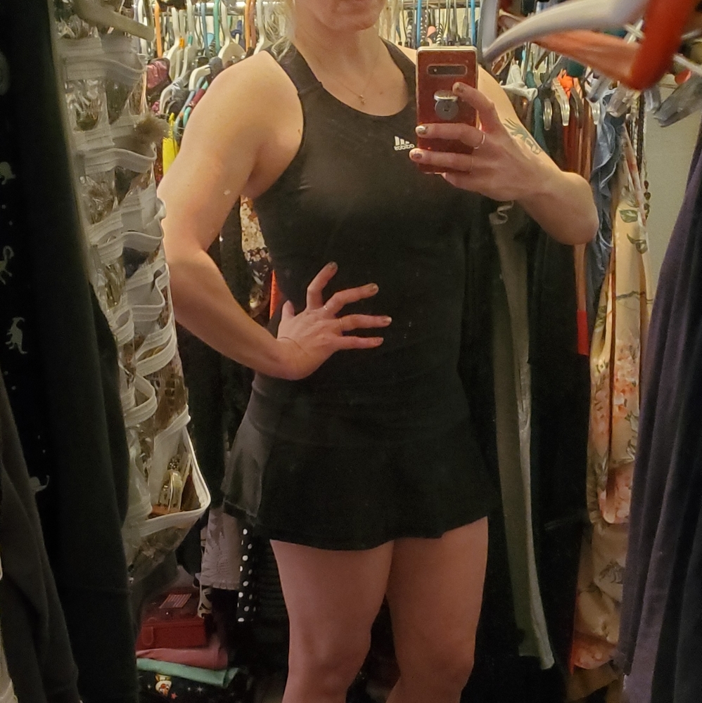 Like New Adidas Black Aeroready Stretchy Poly/Spandex Tennis Athleisure DressS/M - Picture 2 of 8